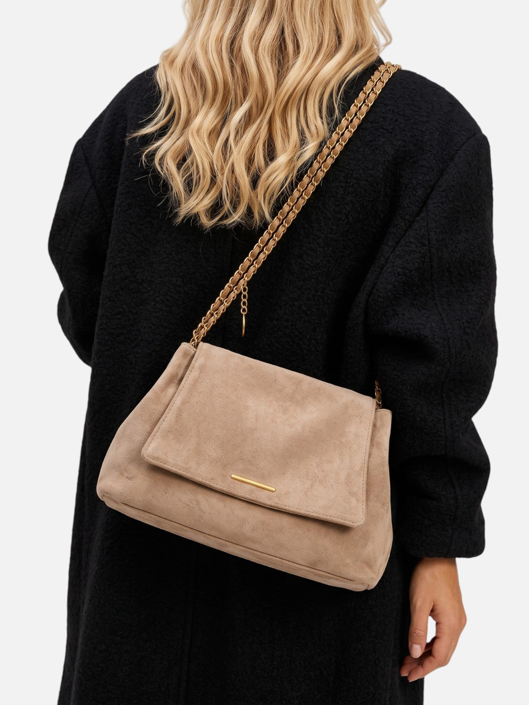 Women's Faux Suede Chain Shoulder Bag