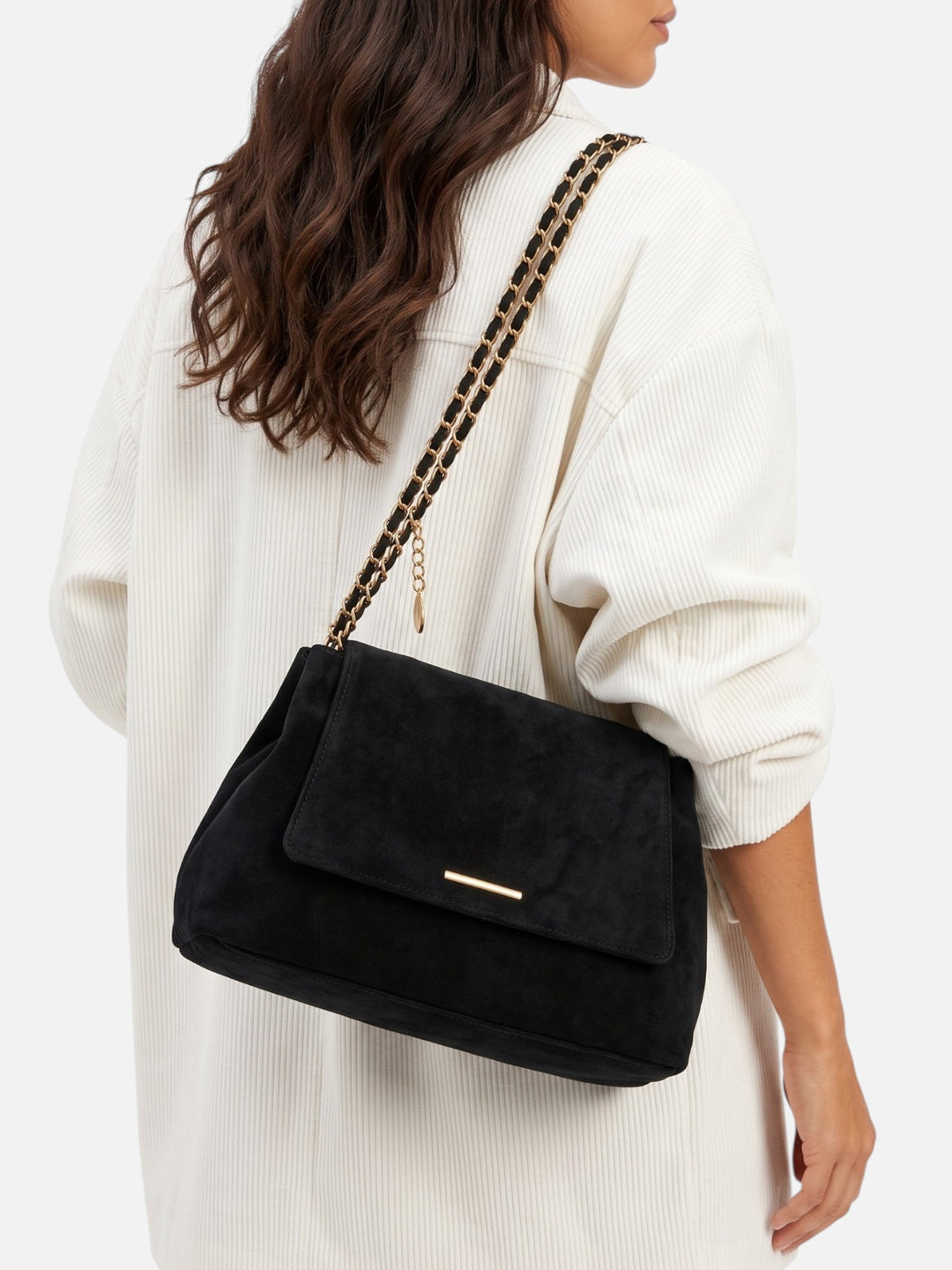 Women's Faux Suede Chain Shoulder Bag