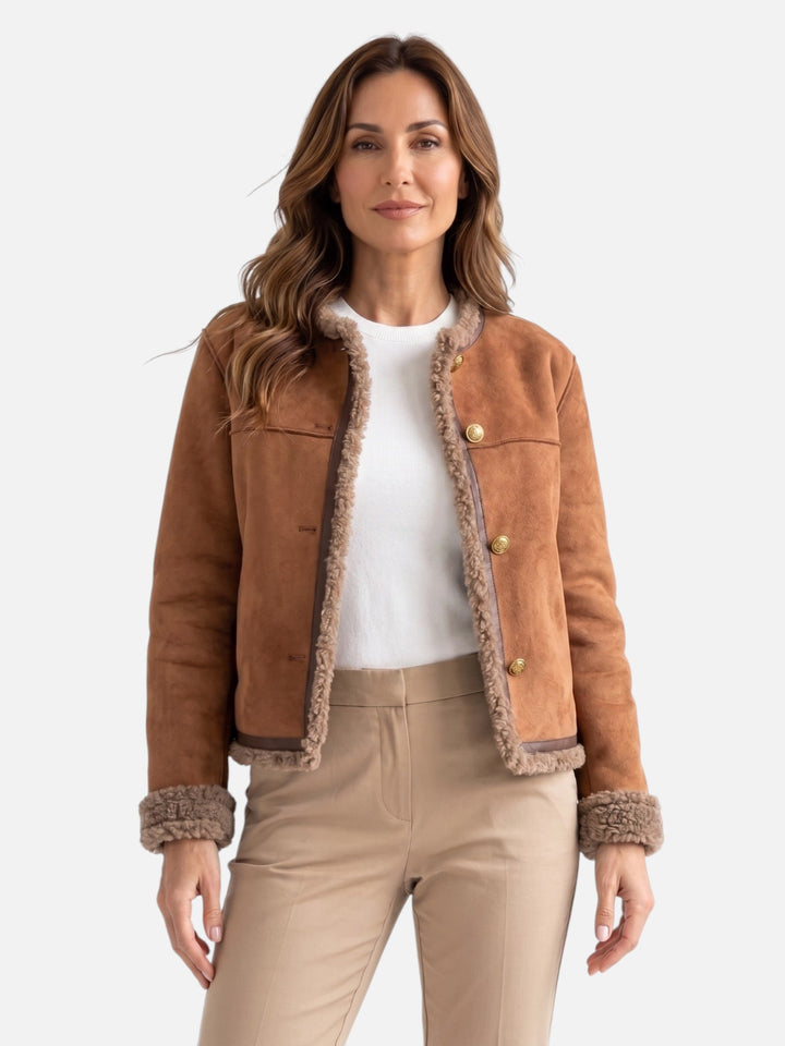 Women's Button-Up Shearling Jacket