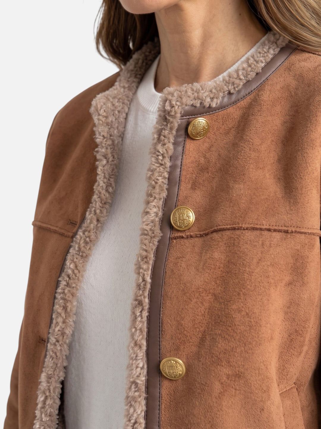 Women's Button-Up Shearling Jacket