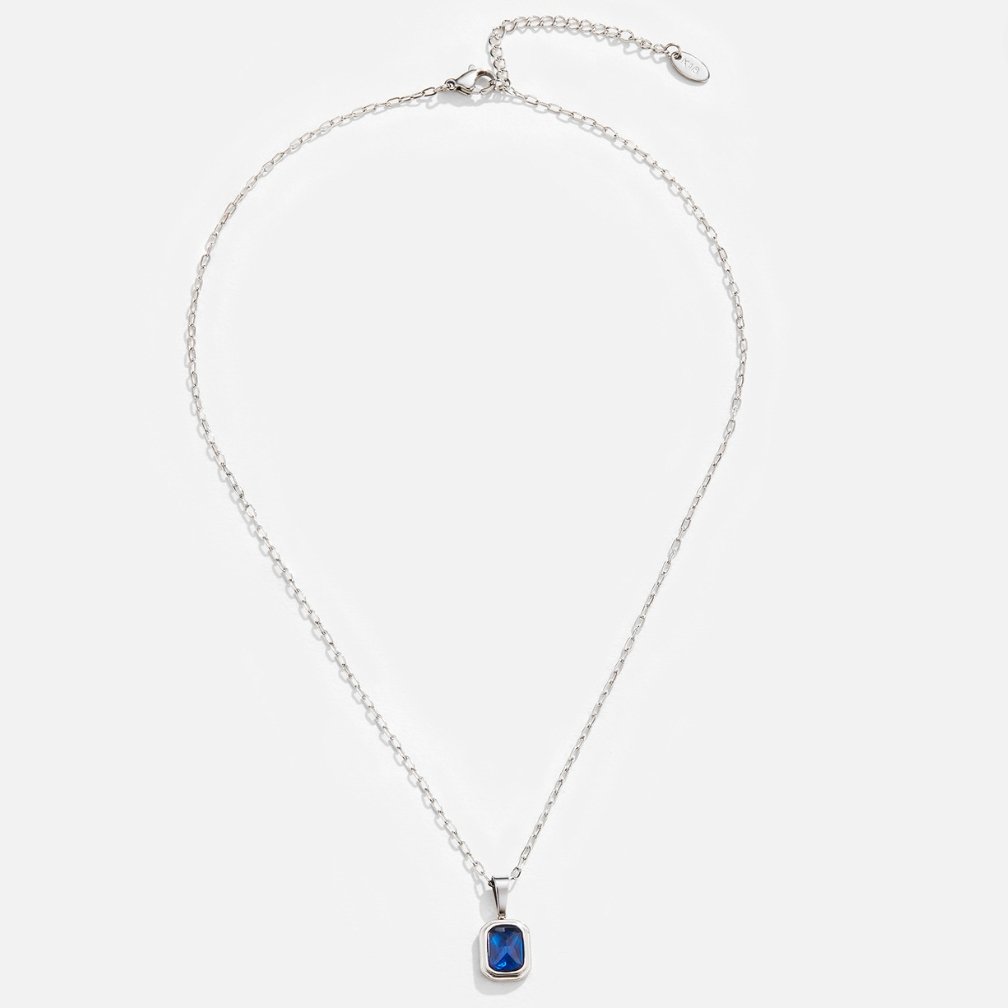 Silver necklace with ocean-blue pendant
