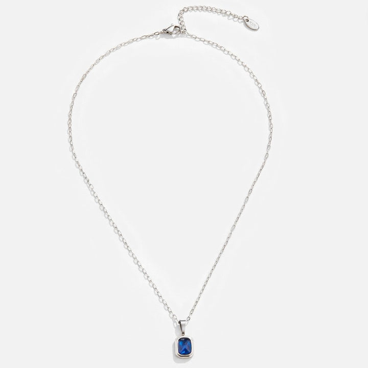 Silver necklace with ocean-blue pendant