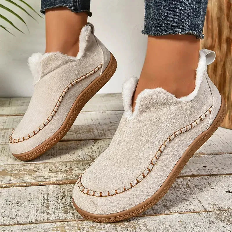 Suede Ankle Boots With Fluffy Lining