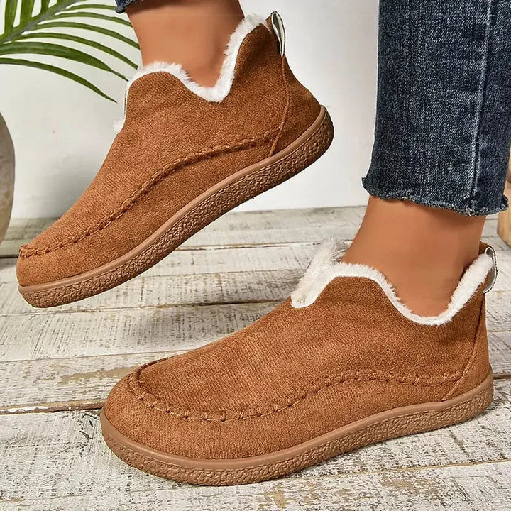 Suede Ankle Boots With Fluffy Lining
