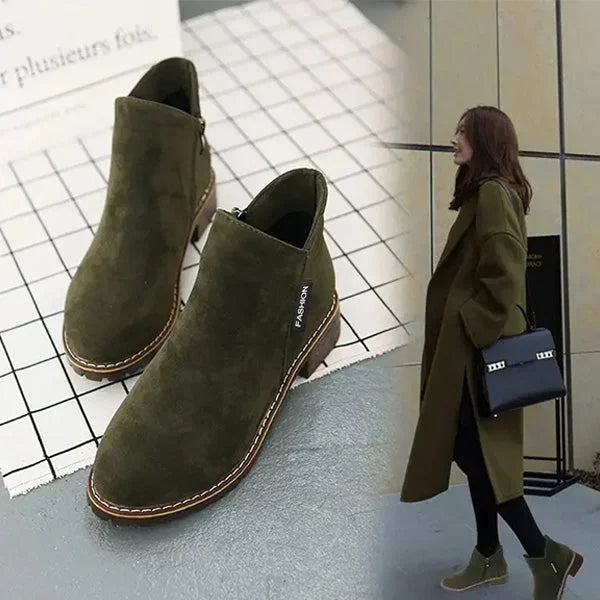 Women's Suede Side-Zip Ankle Boots with Warm Lining