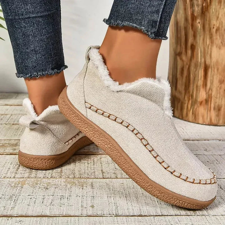 Suede Ankle Boots With Fluffy Lining