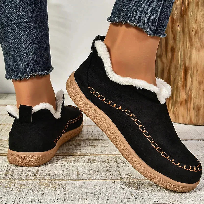 Suede Ankle Boots With Fluffy Lining