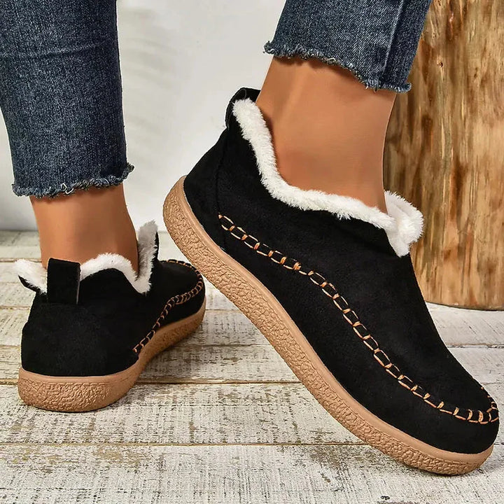 Suede Ankle Boots With Fluffy Lining