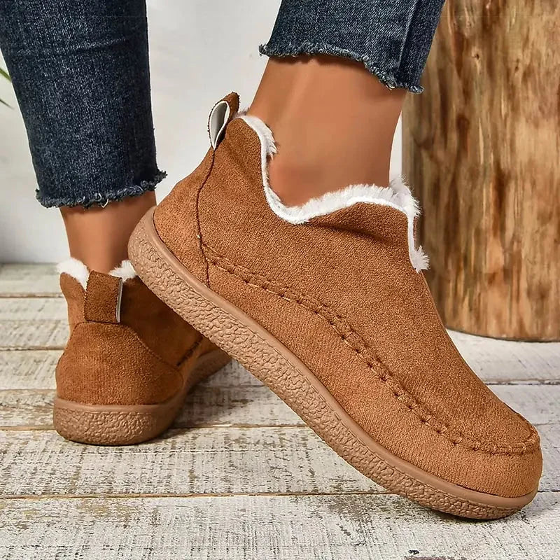 Suede Ankle Boots With Fluffy Lining
