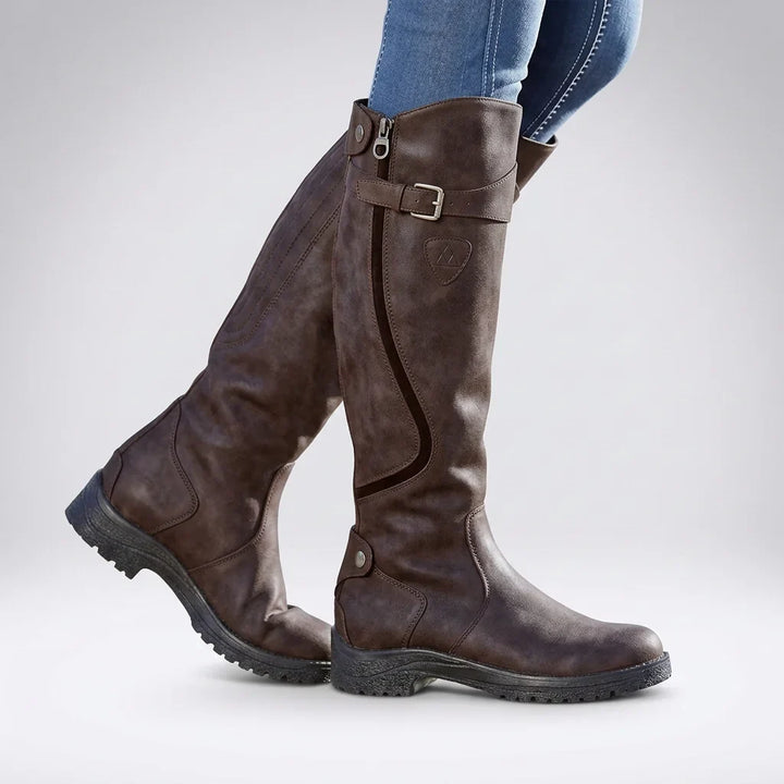Women's Knee-High Boots with Buckle Strap