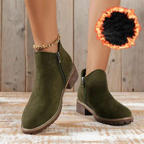 Women's Suede Side-Zip Ankle Boots with Warm Lining