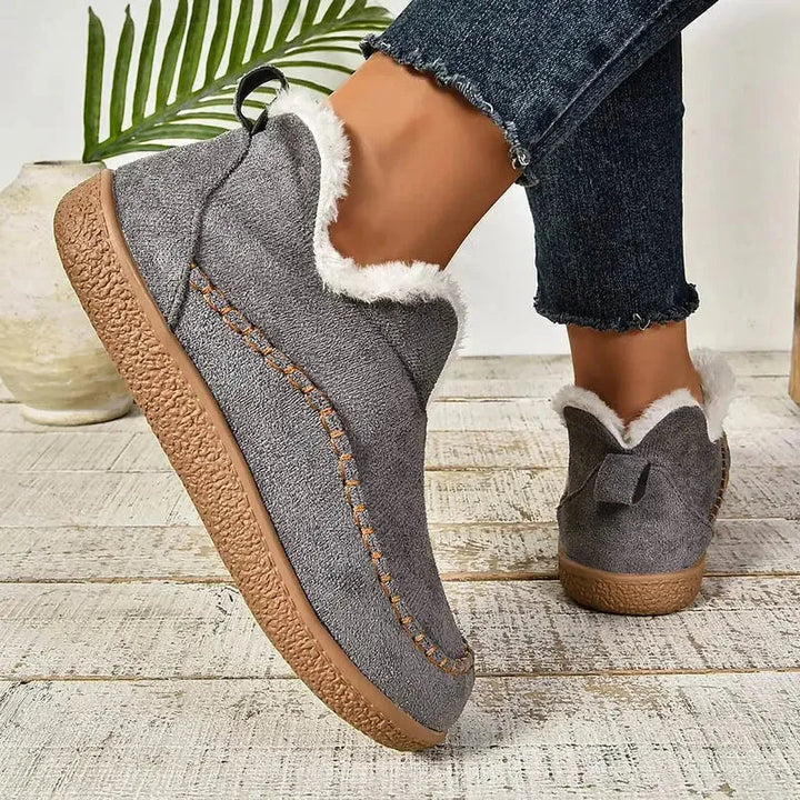 Suede Ankle Boots With Fluffy Lining