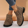 Leopard Print Suede Side-Zip Ankle Boots With Chunky Lug Sole