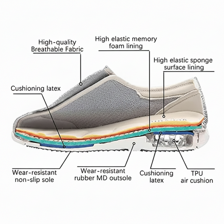 Orthopedic Shoes Slip Extra Wide Breathable Mesh Cushioned Insole Non Diabetic