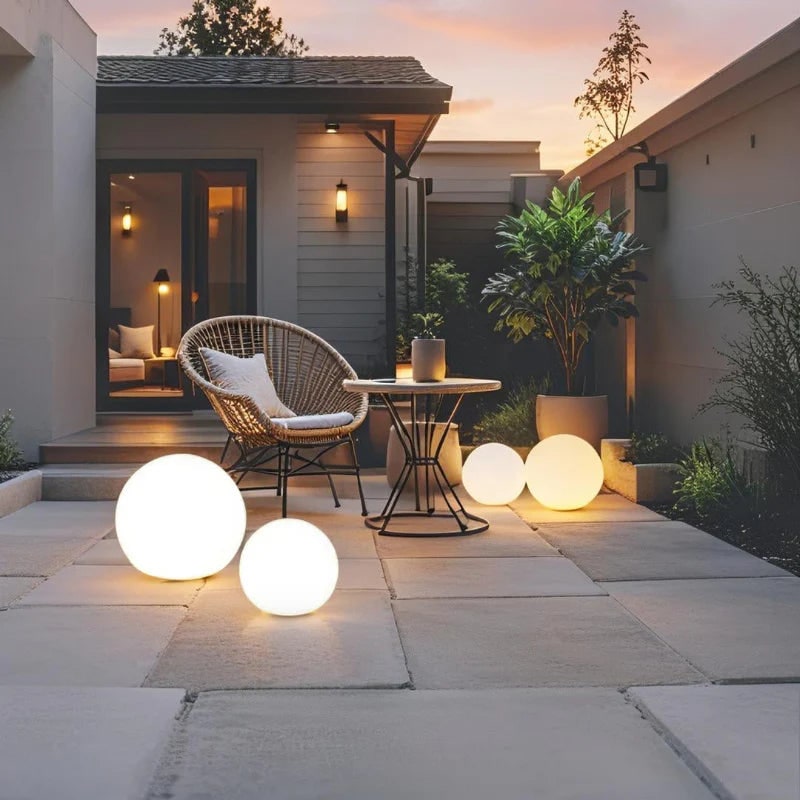 Outdoor Lights Globe Frosted Portable Cordless Garden Weather Resistant