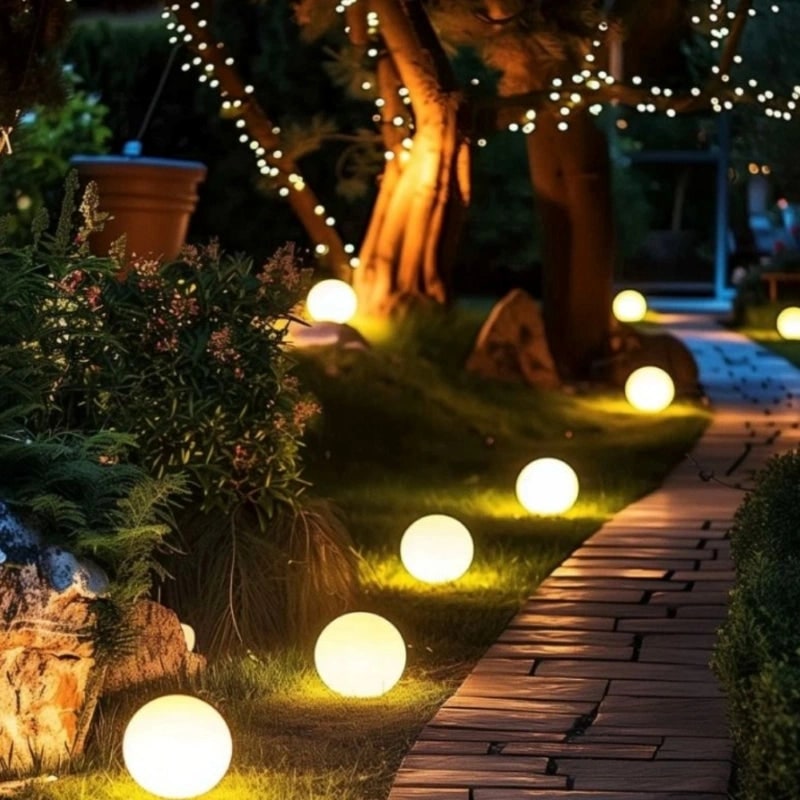 Outdoor Lights Globe Frosted Portable Cordless Garden Weather Resistant