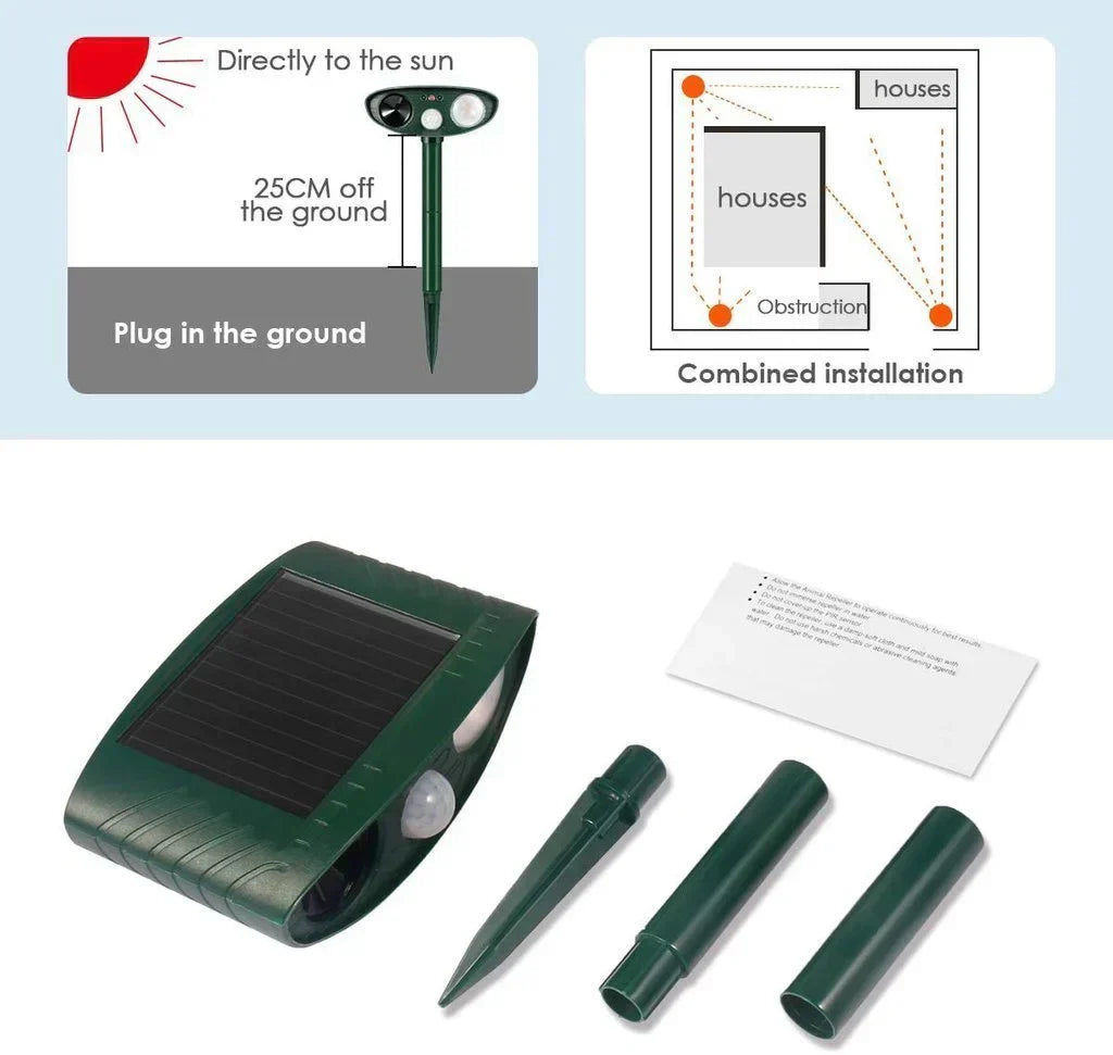 Outdoor Solar-Powered Ultrasonic Deer Repeller for Gardens