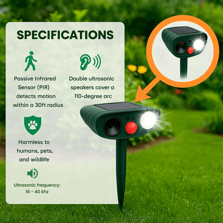 Outdoor Solar-Powered Ultrasonic Deer Repeller for Gardens