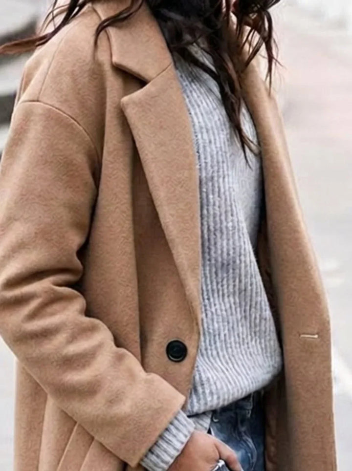 Oversized Button-Up Winter Coat with Lapel