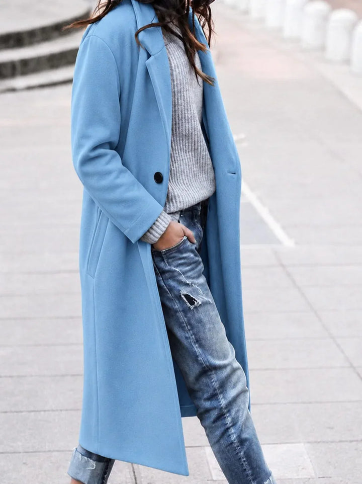 Oversized Button-Up Winter Coat with Lapel