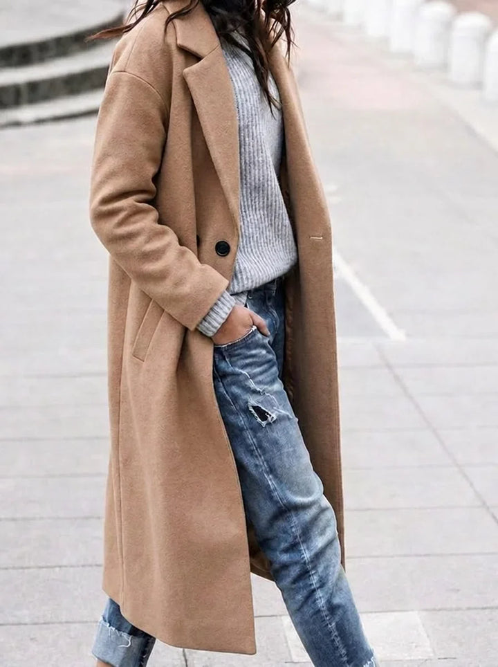 Oversized Button-Up Winter Coat with Lapel