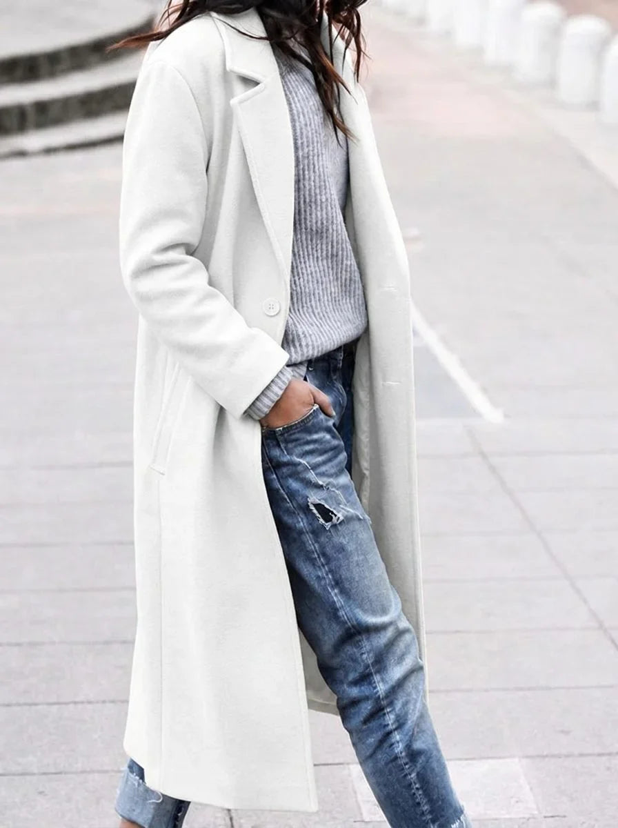 Oversized Button-Up Winter Coat with Lapel