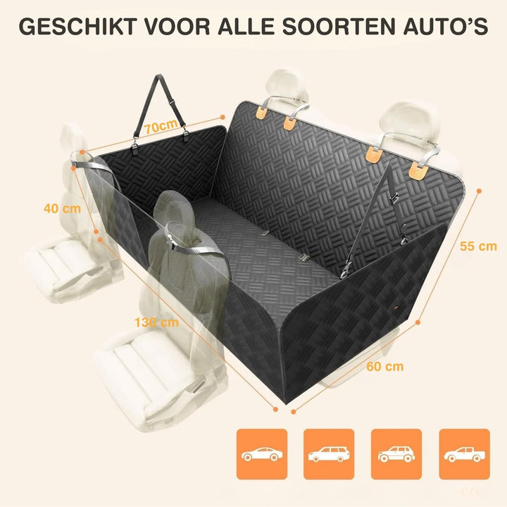 Waterproof Dog Car Seat Extender with Rigid Base and Memory Foam Bed