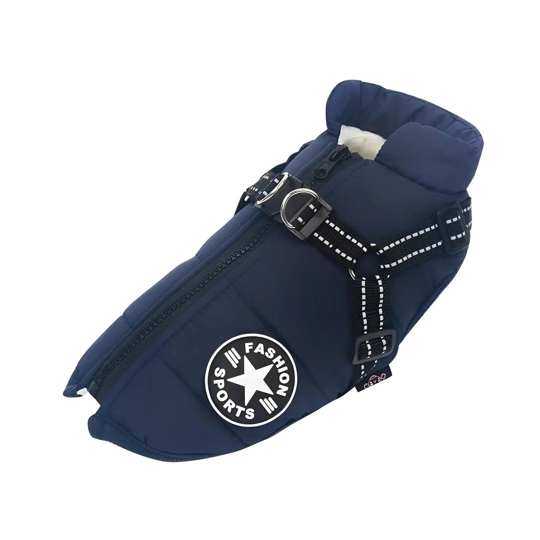 Padded & Lined Winter Dog Coat with Built-In Harness