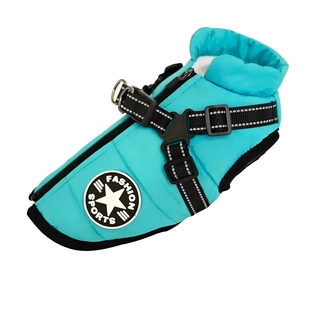 Padded & Lined Winter Dog Coat with Built-In Harness