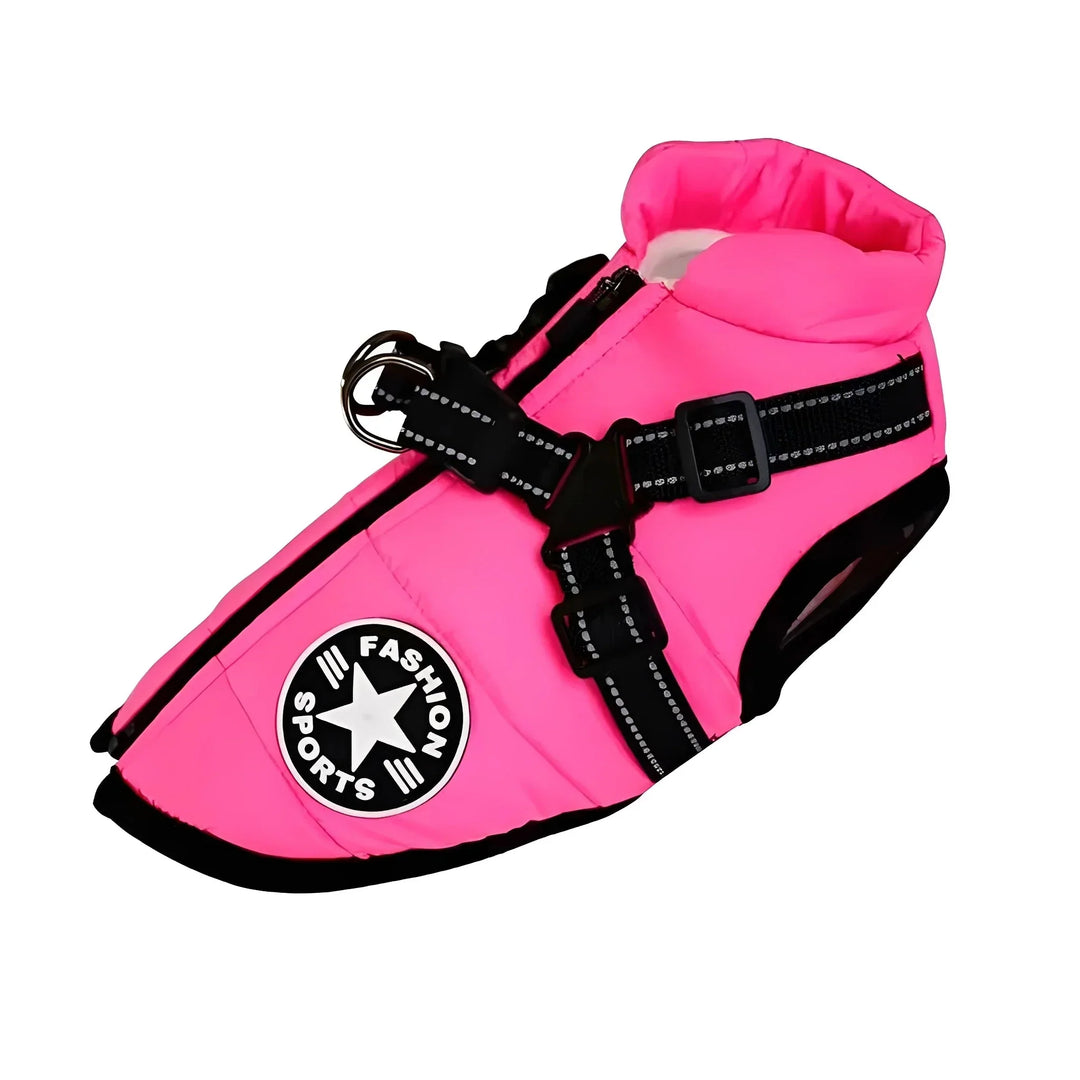 Padded & Lined Winter Dog Coat with Built-In Harness