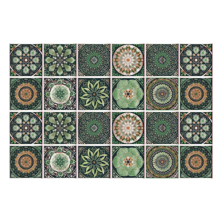 Peel and Stick Tile Backsplash Wall Art Decor Stickers with Mandala Patterns Pack of 24