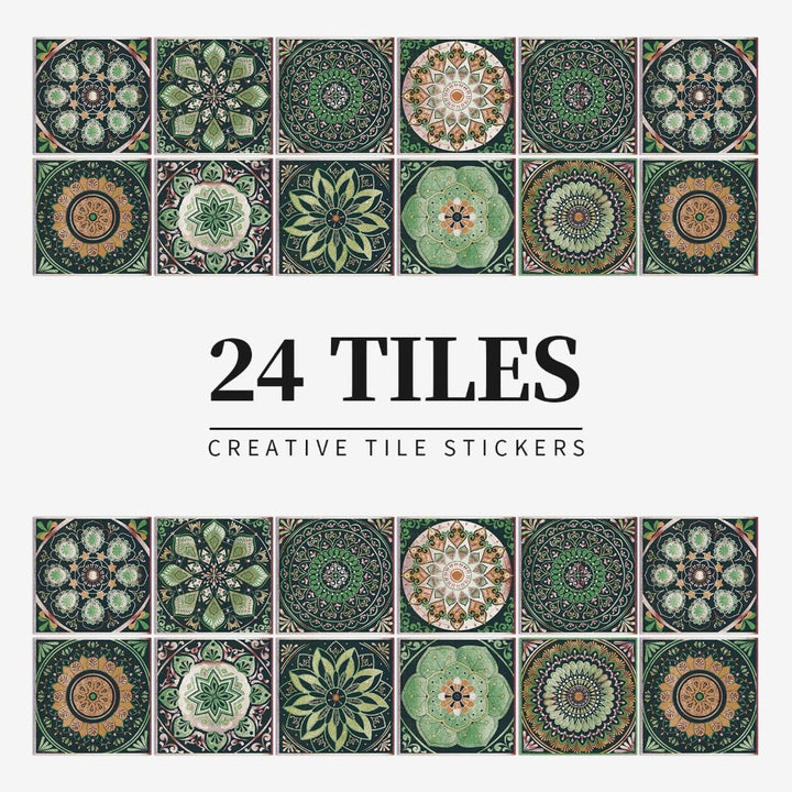 Peel and Stick Tile Backsplash Wall Art Decor Stickers with Mandala Patterns Pack of 24