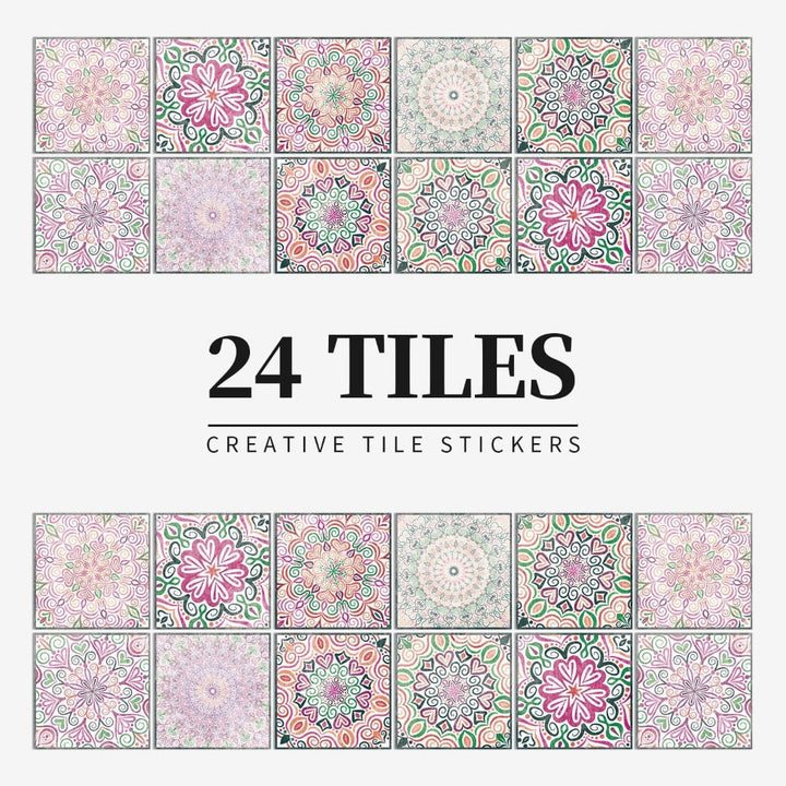 Peel and Stick Tile Backsplash Wall Art Decor Stickers with Mandala Patterns Pack of 24