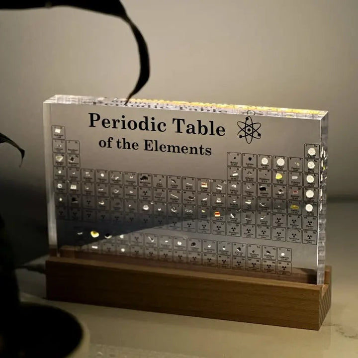 Periodic Table with Real Elements Acrylic LED Display Educational Gift