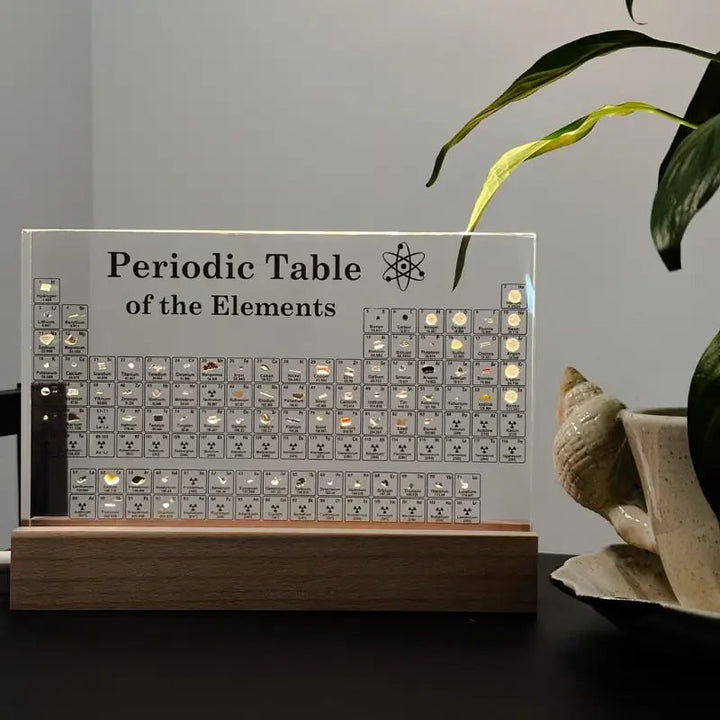 Periodic Table with Real Elements Acrylic LED Display Educational Gift