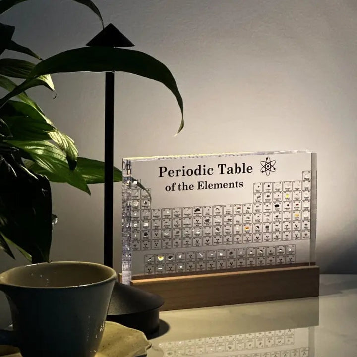 Periodic Table with Real Elements Acrylic LED Display Educational Gift