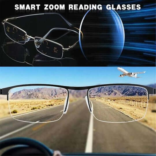 Progressive Multifocal Reading Glasses with Blue Light Blocking and Lightweight Metal Frame