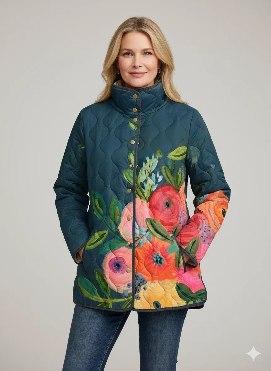 Quilted Floral Print Jacket
