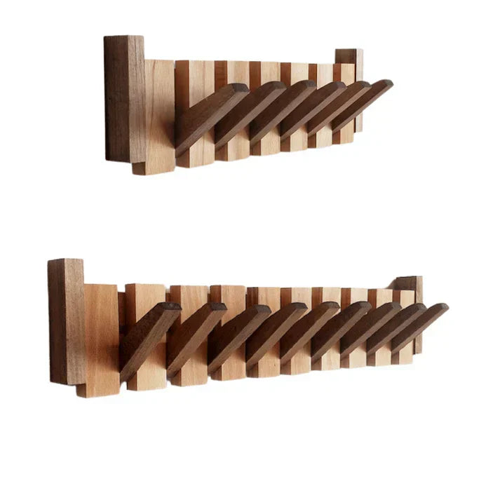 Wall Coat Rack with Foldable Hooks Space-Saving Hallway Storage