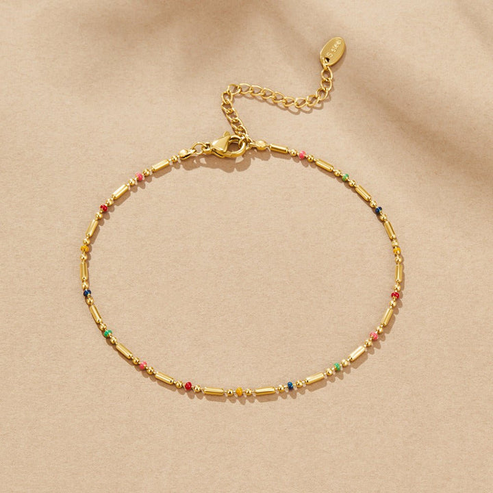 Rainbow Beaded Anklet
