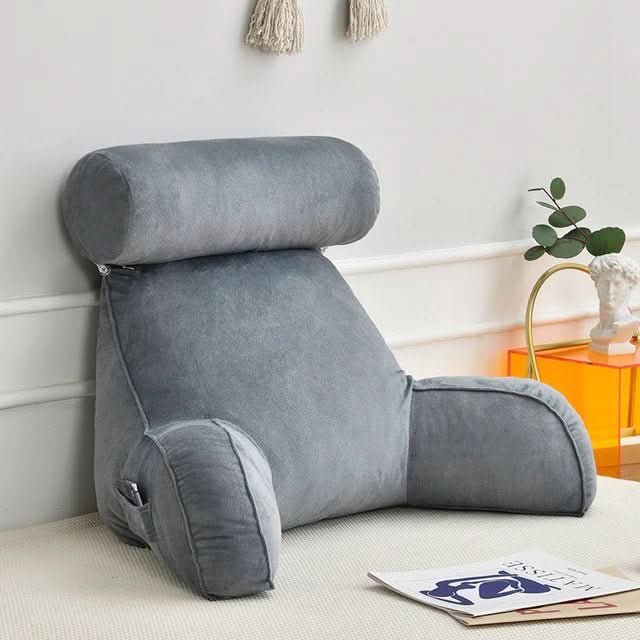 Reading Pillow with Backrest, Armrests and Pocket