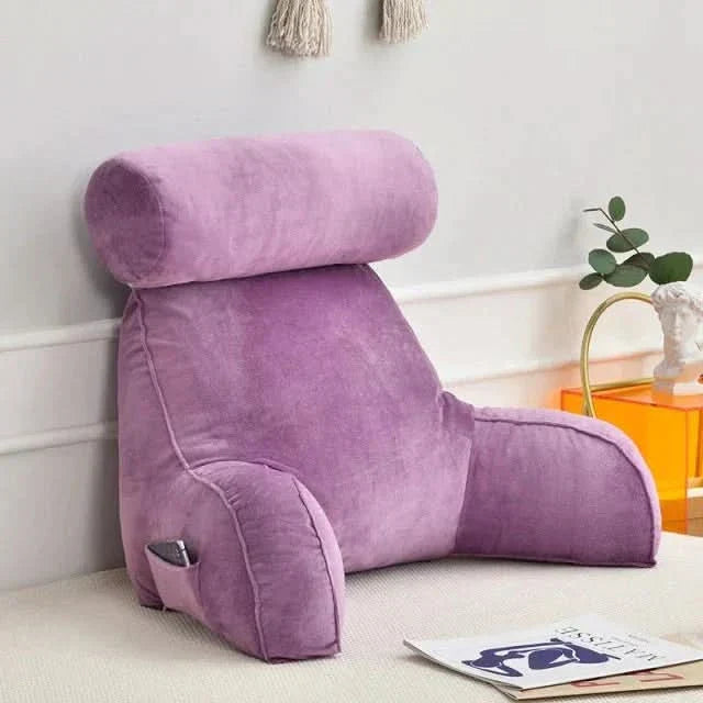 Reading Pillow with Backrest, Armrests and Pocket
