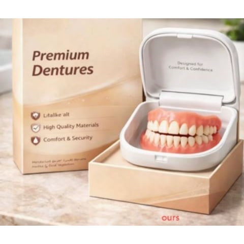 Removable Full-Arch Denture Set with Flexible Cushion Grip for Daily Use