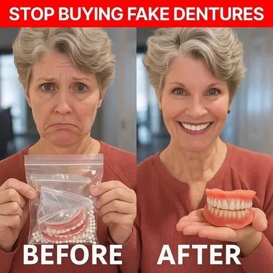 Removable Full-Arch Denture Set with Flexible Cushion Grip for Daily Use