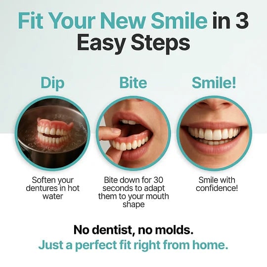 Removable Full-Arch Denture Set with Flexible Cushion Grip for Daily Use