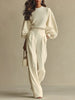 Ribbed Knit Wide Leg Trouser Set