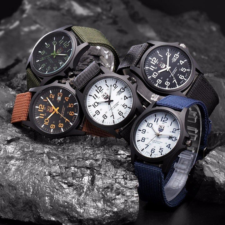 Rugged Military Watch for Men with Stopwatch and Light