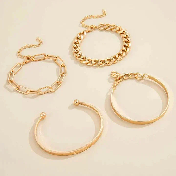 Elegant Gold Bracelet Set with Refined Details