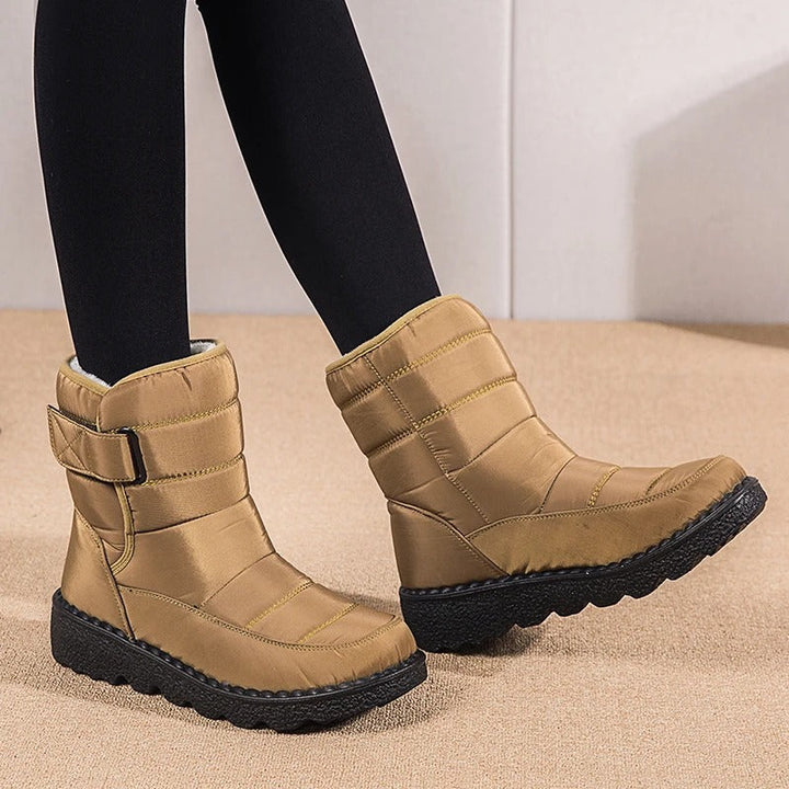 Women's Ankle Boots Lined with Hook-and-Loop Fastening - Winter Boot Non-Slip