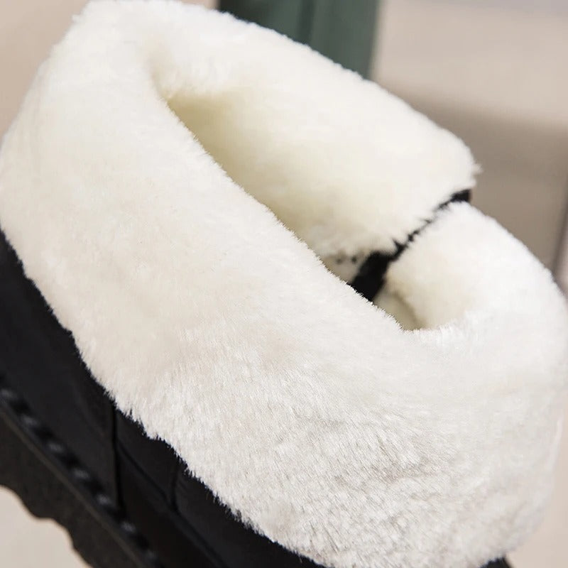 Women's Ankle Boots Lined with Hook-and-Loop Fastening - Winter Boot Non-Slip